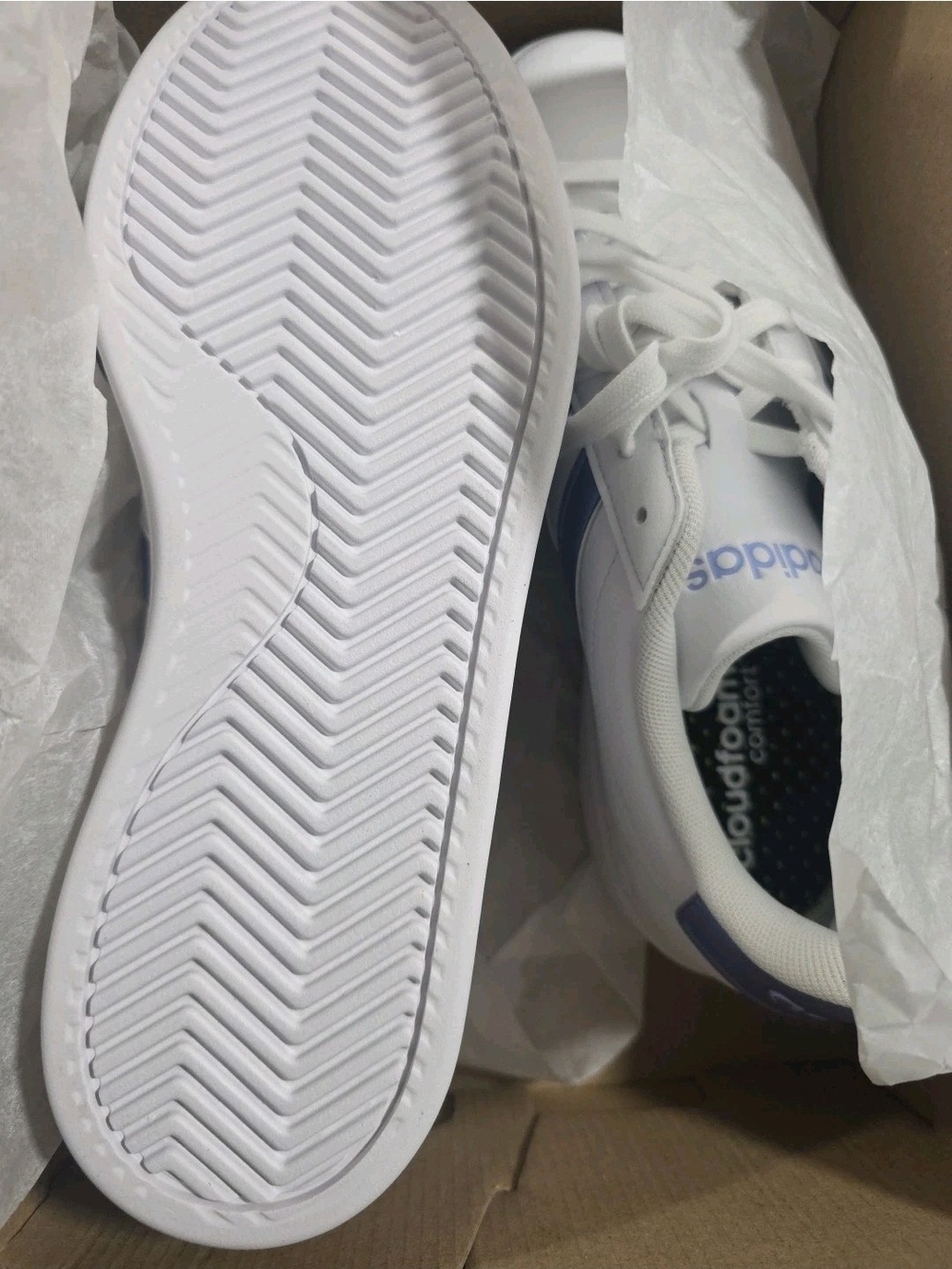 Adidas Womens White Sneakers with Light Purple Stripes Gand Court 2.0 - Picture 5 of 6